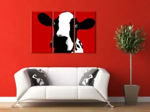 Ručně malovaný POP Art Cow 3 dílný 120x80cm #1459693
