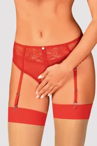 Červené crotchless kalhotky s podvazkovým pasem Dagmarie #1821002