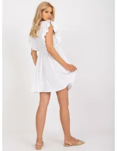 Dámské šaty bavlněné s volánky OCH BELLA bílé