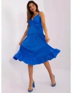 Dámské šaty s volánem midi OCH BELLA tmavě modré