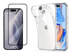 2PACK - 3D Ochranné tvrzdené sklo + transparentní kryt pro iPhone 15