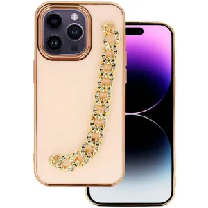 Pouzdro silikon Apple iPhone 14 Deco Chain Loop vzor 4 růžové