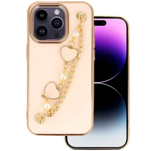 Pouzdro silikon Apple iPhone 14 PRO Deco Chain Loop vzor 3 růžové
