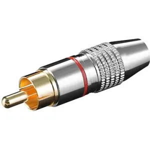 OEM Konektor cinch(M) na kabel, červený pruh, zlacený