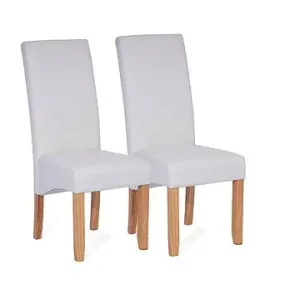 Jídelní židle DINNER bílá, set 2 ks, potah textilní kůže