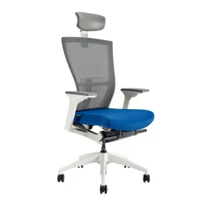 Ergonomická kancelářská židle OfficePro Merens White Barva: modrá, Opěrka hlavy: s opěrkou **