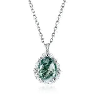 OLIVIE Stříbrný náhrdelník MECHOVÝ ACHÁT 7763 Ag 925; ≤3 g