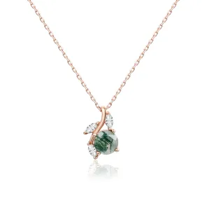 OLIVIE Stříbrný náhrdelník MECHOVÝ ACHÁT ROSE 8414 Ag 925; ≤2,2 g