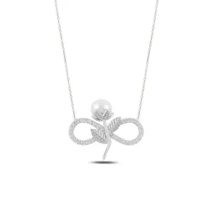 OLIVIE Stříbrný náhrdelník NEKONEČNO S RŮŽÍ 5339 Ag 925; ≤2,5 g