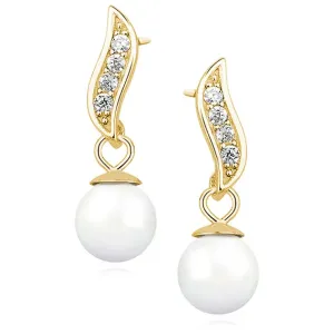 OLIVIE Stříbrné perlové náušnice GOLD 3046 Ag 925; ≤1,6 g