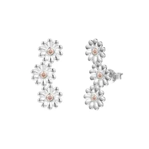 OLIVIE Stříbrné podélné květinové náušnice 4880 Ag 925; ≤2,3 g