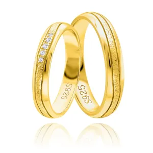 OLIVIE Snubní stříbrný prsten HARMONY GOLD 5924 Velikost prstenů: 11 (EU: 65-67), Pohlaví: Pánské Ag 925; ≤2,5 g