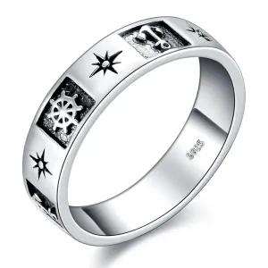 OLIVIE Stříbrný prsten KOTVA & KORMIDLO 5884 Velikost prstenů: 11 (EU: 65-67) Ag 925; ≤2,9 g