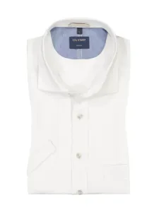 Nadměrná velikost: Olymp, Neformální košile s krátkým rukávem ze lnu a s náprsní kapsou Bílá