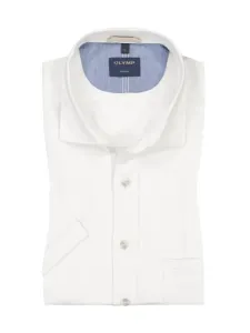 Nadměrná velikost: Olymp, Neformální košile s krátkým rukávem ze lnu a s náprsní kapsou Bílá #4811514