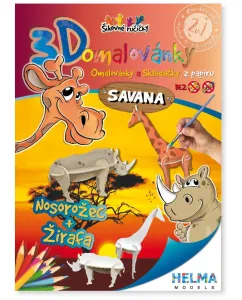 3D omalovánka A4 - SET Nosorožec + žirafa