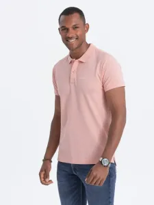 Ombre Clothing Bavlněná růžová polokošile s jemným nápisem V5 S1746 #5785984