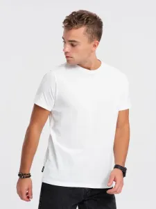 Ombre Clothing Bavlněné klasické bílé tričko s krátkým rukávem V14 TSBS-0146 #5823522