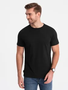 Ombre Clothing Bavlněné klasické černé tričko s krátkým rukávem V1 TSBS-0146 #5823470