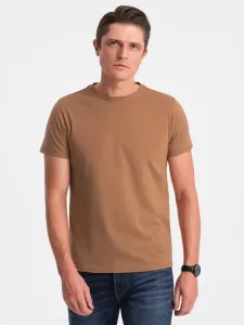 Ombre Clothing Bavlněné klasické hnědé tričko s krátkým rukávem V13 TSBS-0146 #5823516