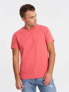 Ombre Clothing Bavlněné klasické růžové tričko s krátkým rukávem V11 TSBS-0146 #5823505
