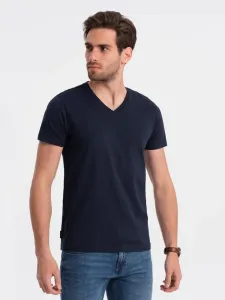 Ombre Clothing Bavlněné pánské granátové tričko s výstřihem do V V2-TSBS-0145 #5824072