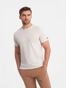 Ombre Clothing Béžové tričko s barevnými písmeny V1 TSFP-0185 #6107427