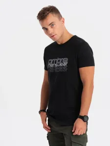 Ombre Clothing Černé tričko s nápisem V3 TSPT-0160 #5959131