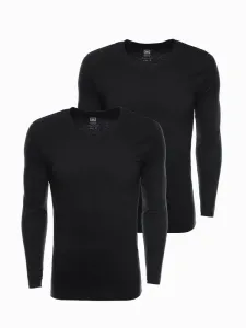 Ombre Clothing Dvojbalení černých triček s dlouhým rukávem a V výstřihem Z41-V4