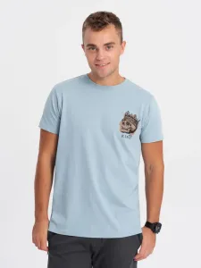 Ombre Clothing Jasně modré tričko se zajímavým potiskem V2 TSPT-0167