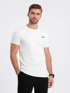 Ombre Clothing Jedinečné bílé bavlněné tričko s nášivkou V5 TSCT-0151 #5823719