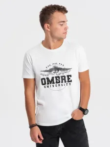 Ombre Clothing Jedinečné bílé krátké tričko s potiskem V3 tspt-0164 #5823459