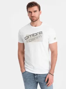 Ombre Clothing Jedinečné bílé tričko s nápisem V1 TSPT-0139