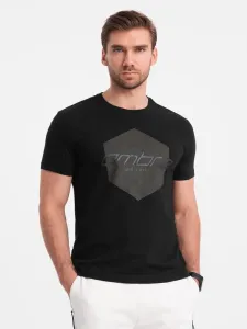 Ombre Clothing Jedinečné černé tričko s logem V2 TSPT-0141
