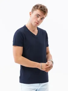Ombre Clothing Jednoduché granátové tričko s V výstřihem S1183