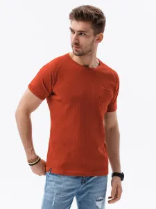 Ombre Clothing Jednoduché tričko v cihlové barvě S1182 #3529350
