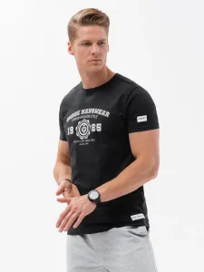 Buďchlap Módní bavlněné černé tričko s popisem S1748-V2