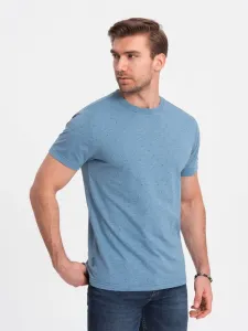 Ombre Clothing Modré tričko s barevnými písmeny V4 TSFP-0185 #6107432