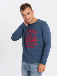 Ombre Clothing Modré tričko s nápisem V2 LSPT-0116