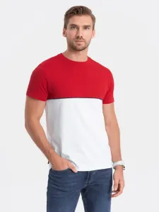Ombre Clothing Originální dvojbarevné tričko červeno - bílé V6 S1619 #5823354
