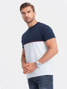 Ombre Clothing Originální dvojbarevné tričko tmavě modré - bílé V7 S1619 #5823359