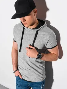 Buďchlap Trendové šedo-melírované tričko s kapucí S1376 #4531639