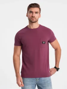 Ombre Clothing Trendy tričko s ozdobnou kapsou tmavě růžové V5 TSCT-0109
