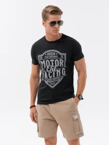 Ombre Clothing Originální černé tričko s auto-moto motivem V1-S1735 #5294139