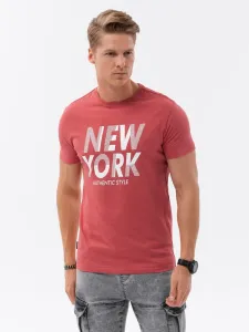 Ombre Clothing Červené tričko s nápisem V4 TSPT-0124 #5294061