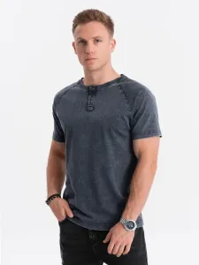 Ombre Clothing Granátové tričko na knoflíky V2 S1757