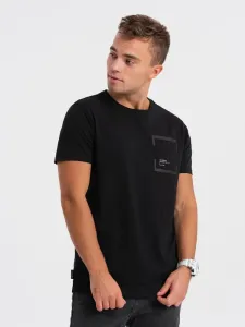 Ombre Clothing Zajímavé tričko s ozdobnou kapsou černé V1 TSPT-0154 #5823536