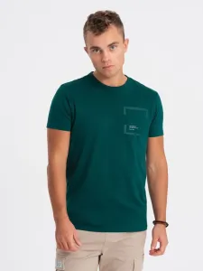 Ombre Clothing Zajímavé tričko s ozdobnou kapsou machové V5 TSPT-0154 #5823544