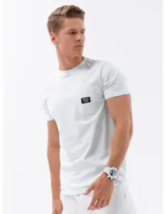 Pánské bavlněné tričko s kapsou bílé V8 S1743