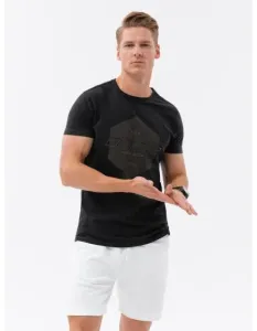 Pánské bavlněné tričko s potiskem černé V2 S1753